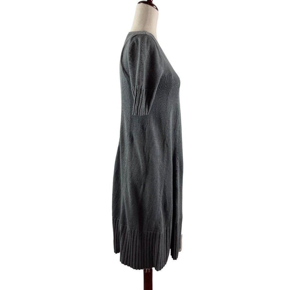 J. Jill Linen Blend Midi Dress Gray XS Petite Lagenlook Oversized Short Sleeve - Picture 3 of 10